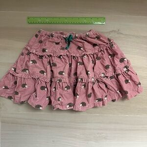 Mini Boden Pink Corduroy Skirt with Hedgehog Print (size 3-4 years)